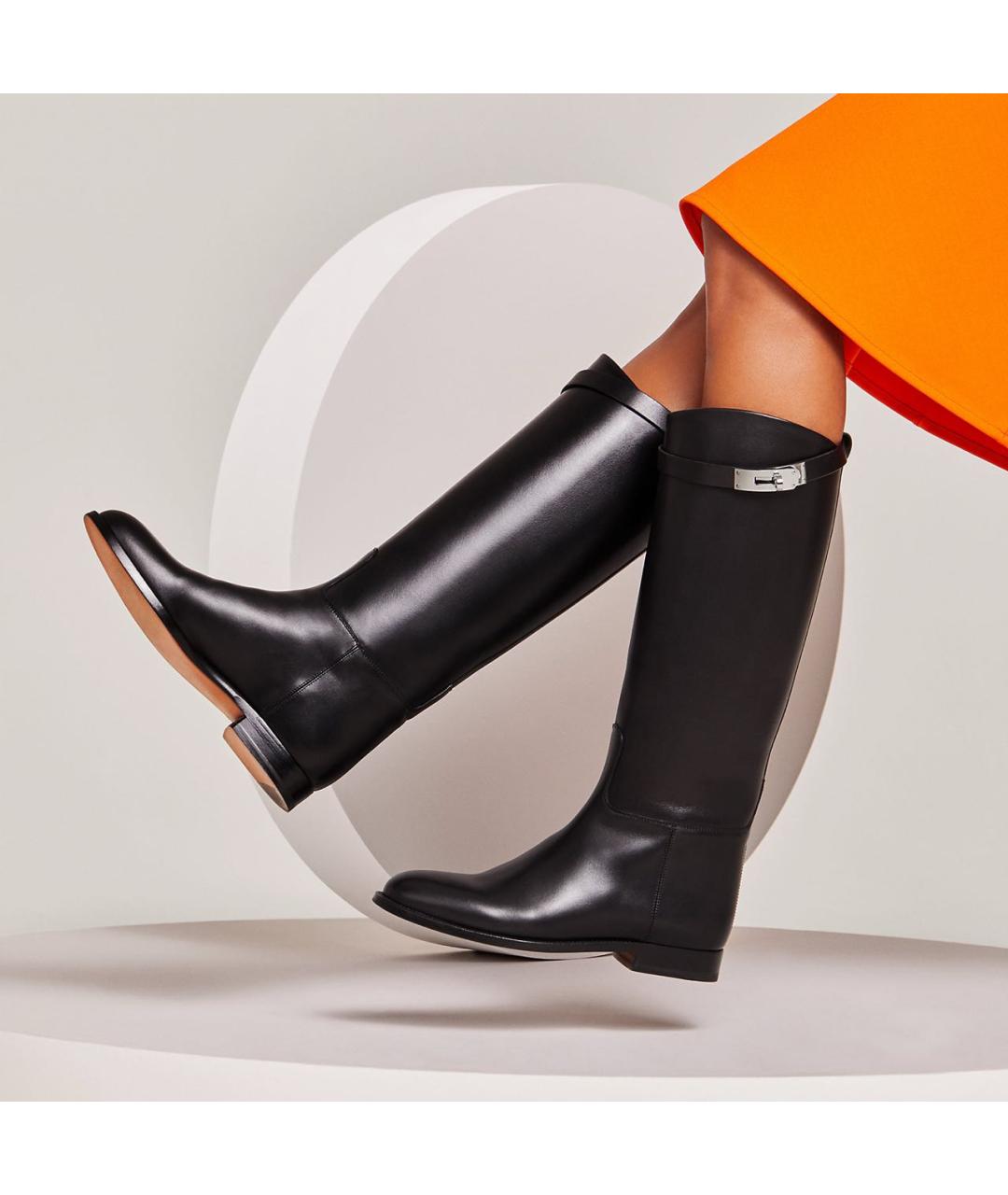 HERMES Черные кожаные сапоги, фото 5