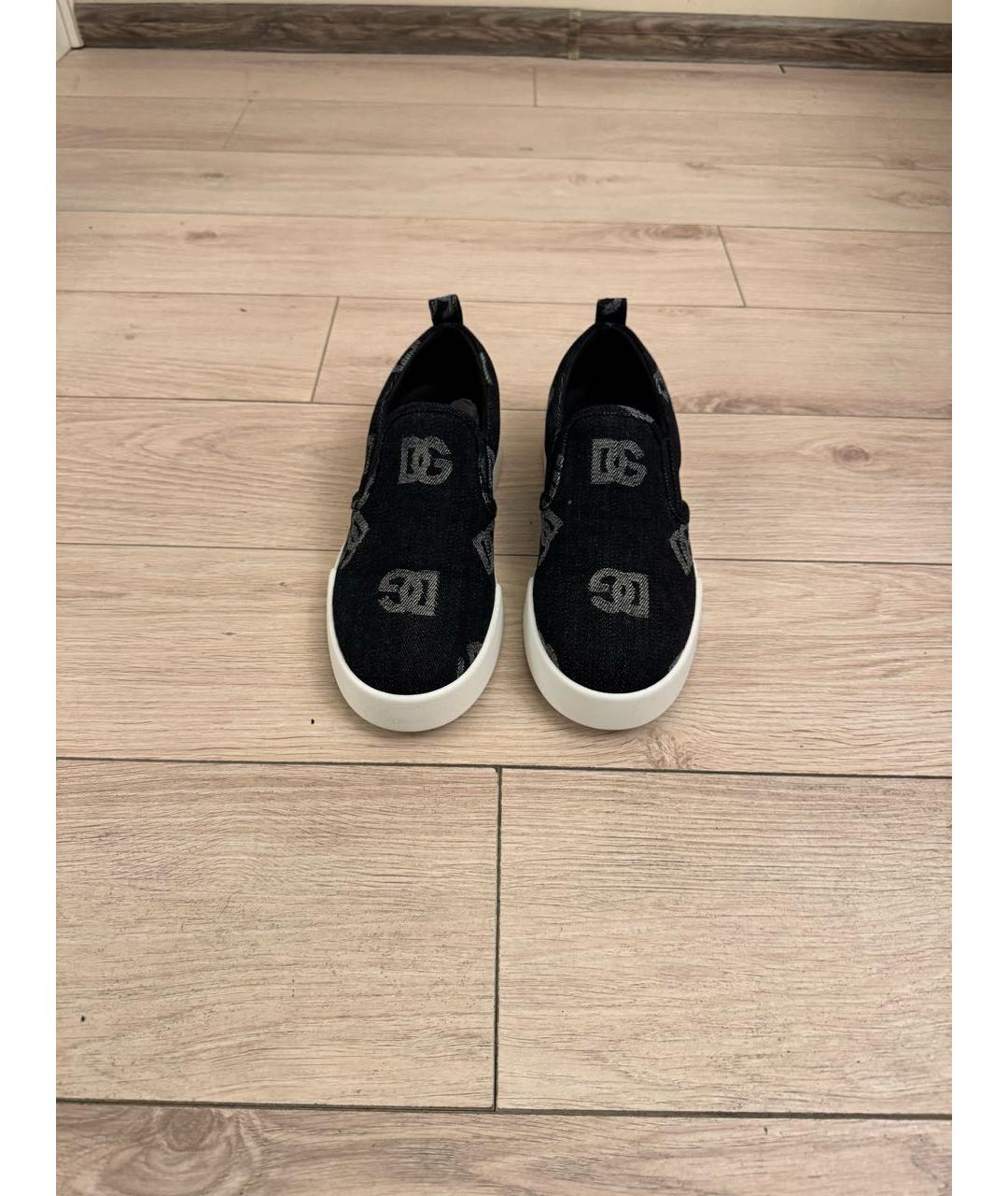 DOLCE&GABBANA Темно-синие текстильные слипоны, фото 2