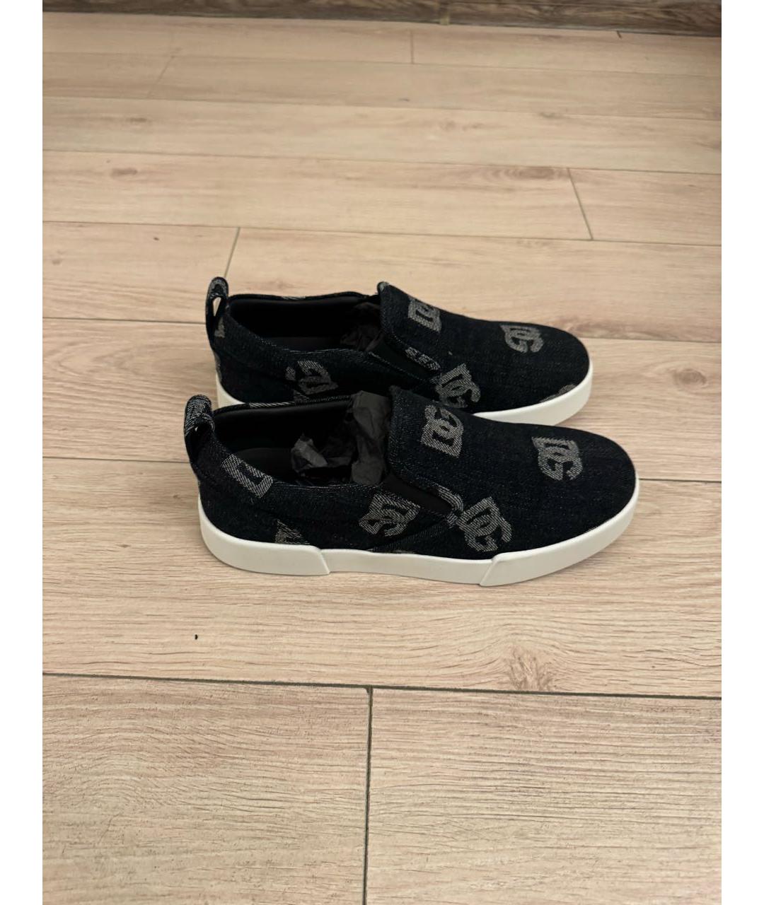 DOLCE&GABBANA Темно-синие текстильные слипоны, фото 5