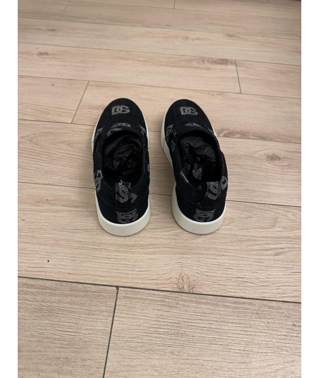 DOLCE&GABBANA Темно-синие текстильные слипоны, фото 3