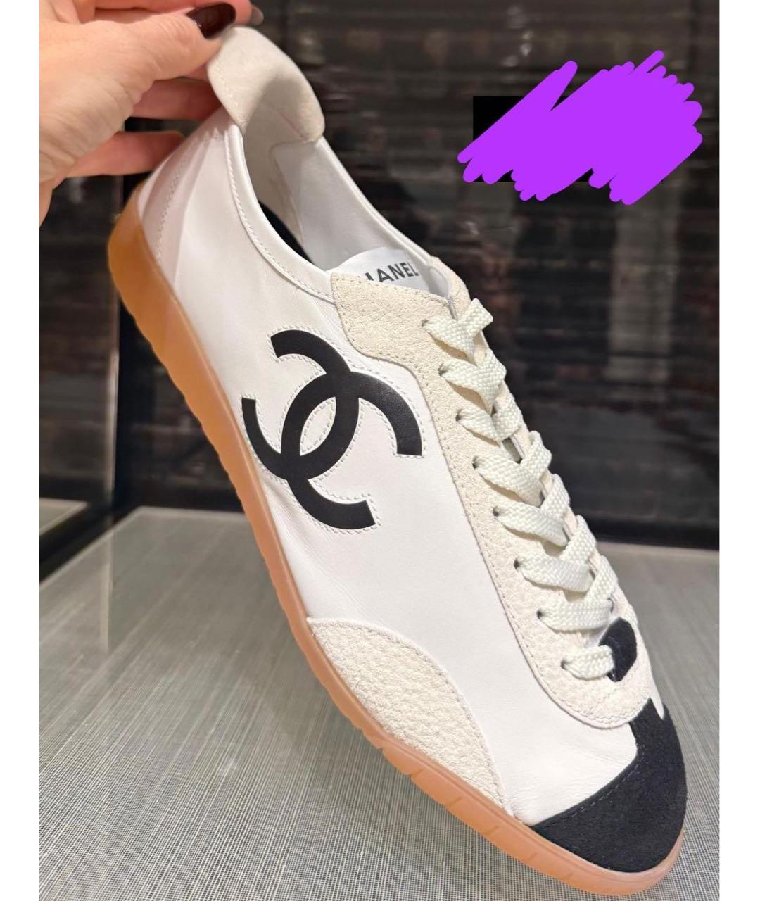 CHANEL Белые кожаные кеды, фото 3