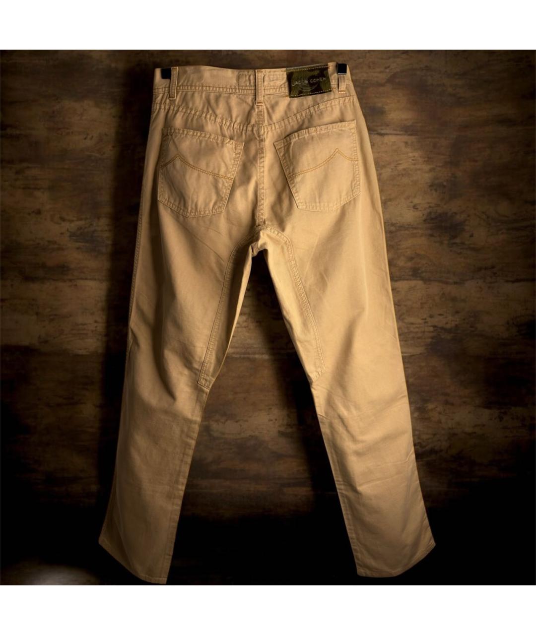JACOB COHEN Горчичные хлопко-леновые прямые джинсы, фото 3