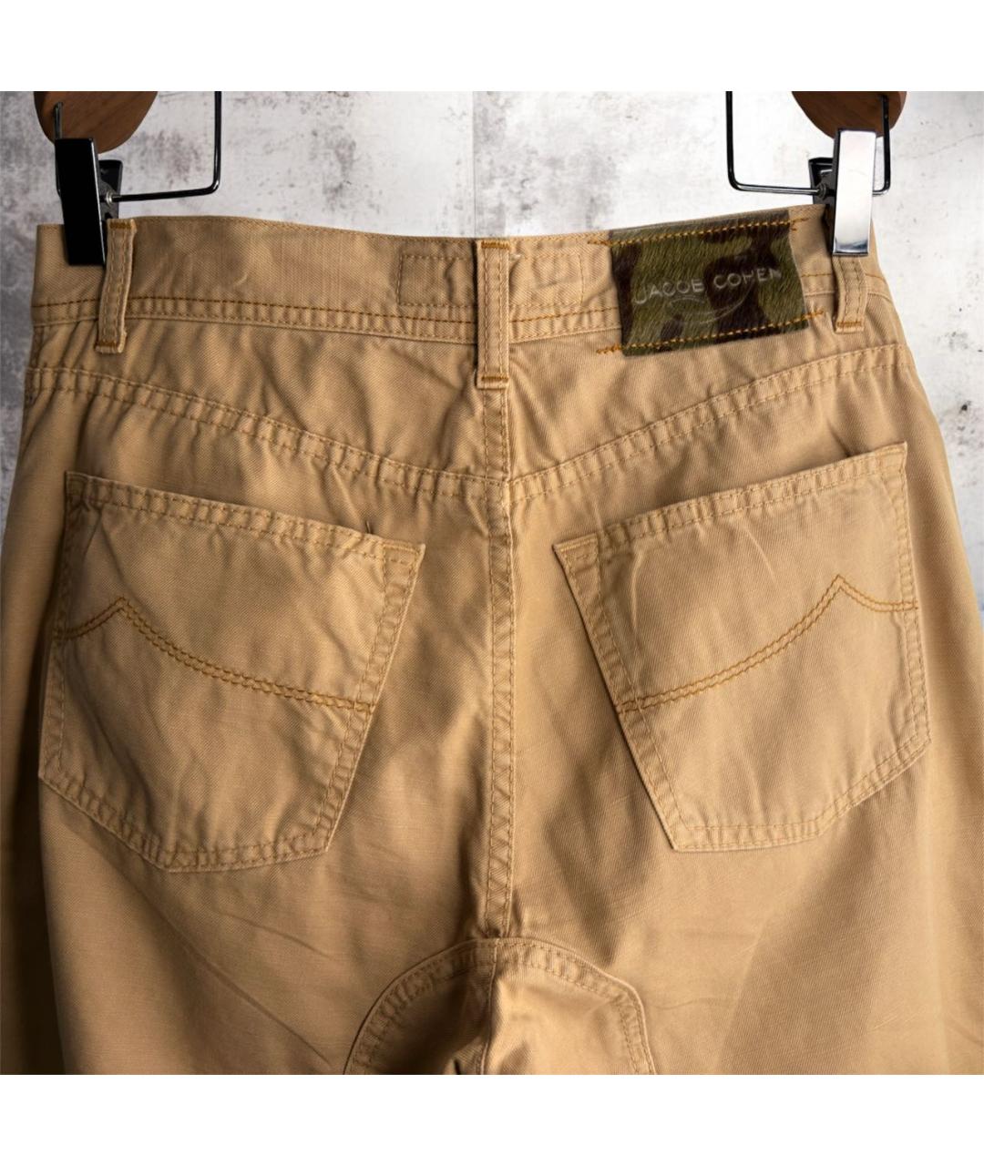 JACOB COHEN Горчичные хлопко-леновые прямые джинсы, фото 4