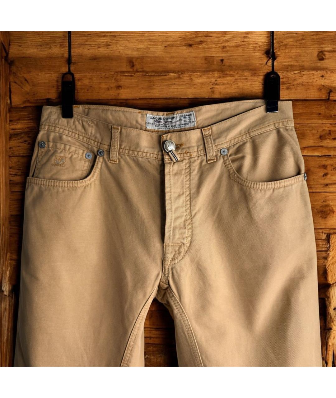 JACOB COHEN Горчичные хлопко-леновые прямые джинсы, фото 2