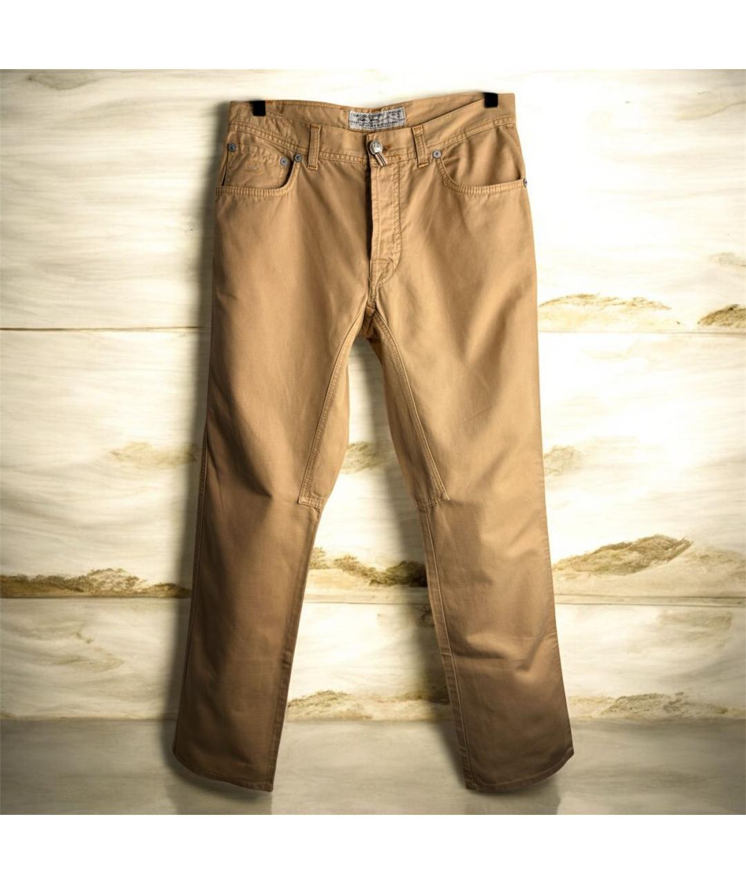 JACOB COHEN Горчичные хлопко-леновые прямые джинсы, фото 9