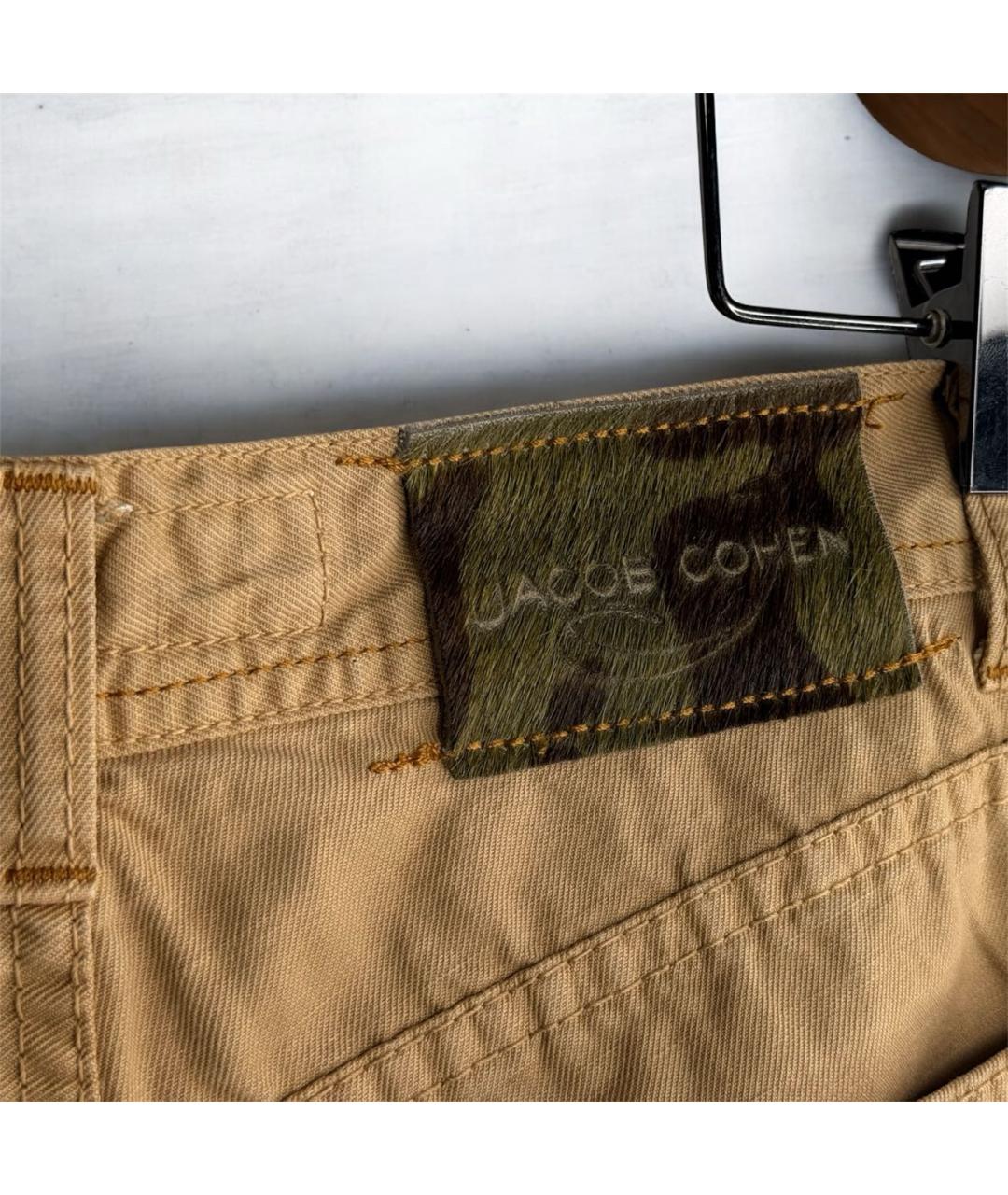 JACOB COHEN Горчичные хлопко-леновые прямые джинсы, фото 5