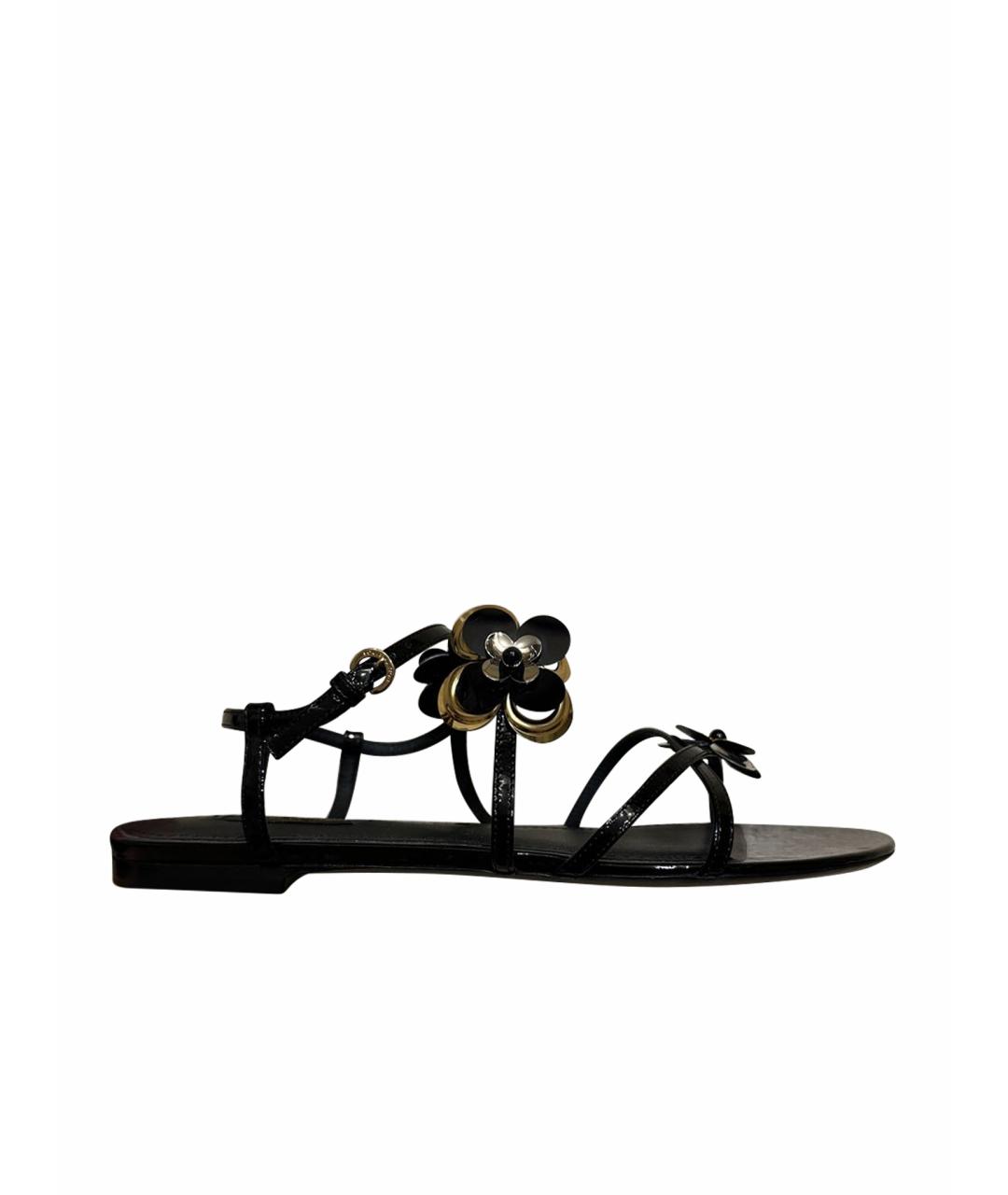 LOUIS VUITTON Черные кожаные сандалии, фото 1