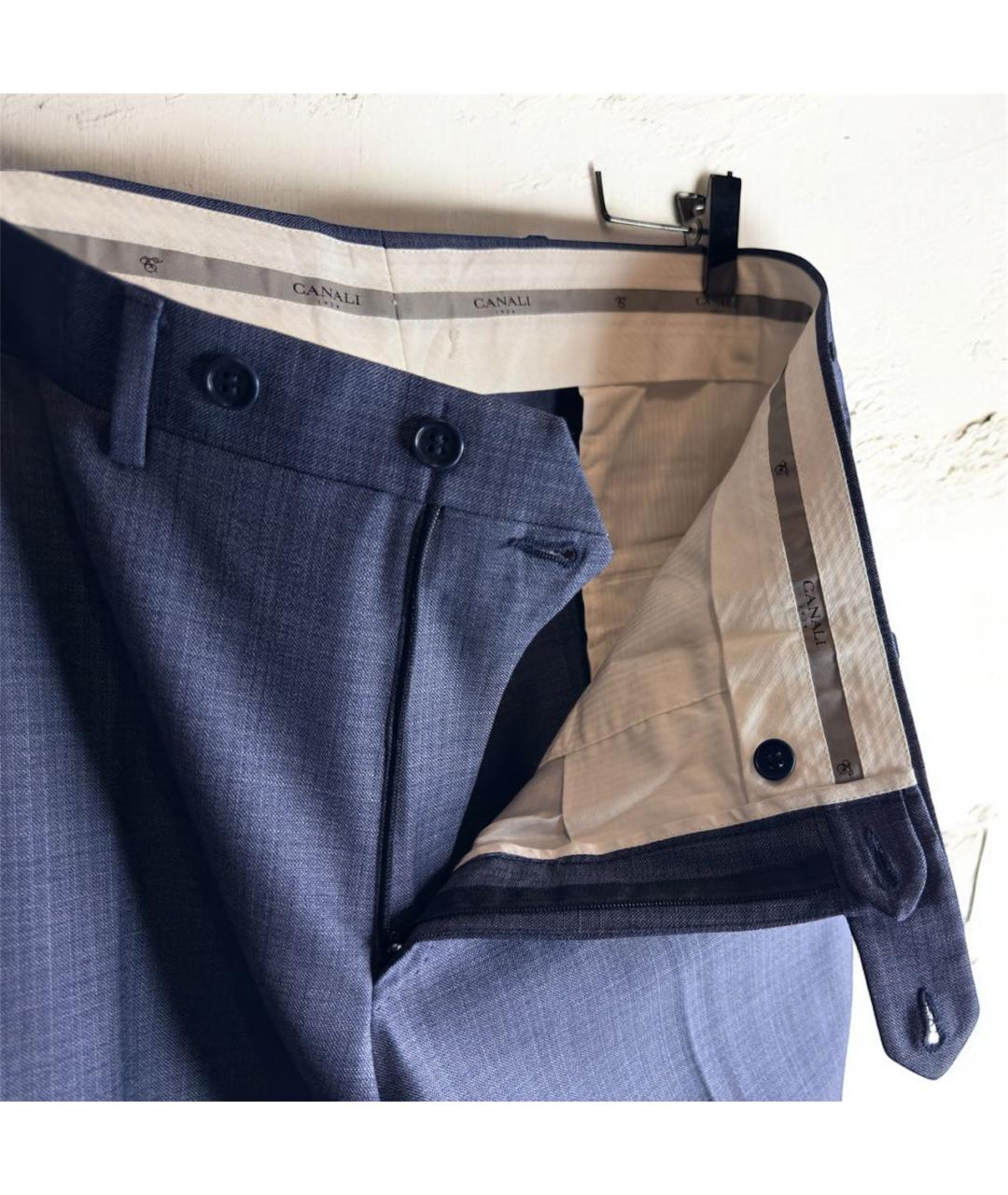 CANALI Синие шерстяные классические брюки, фото 5