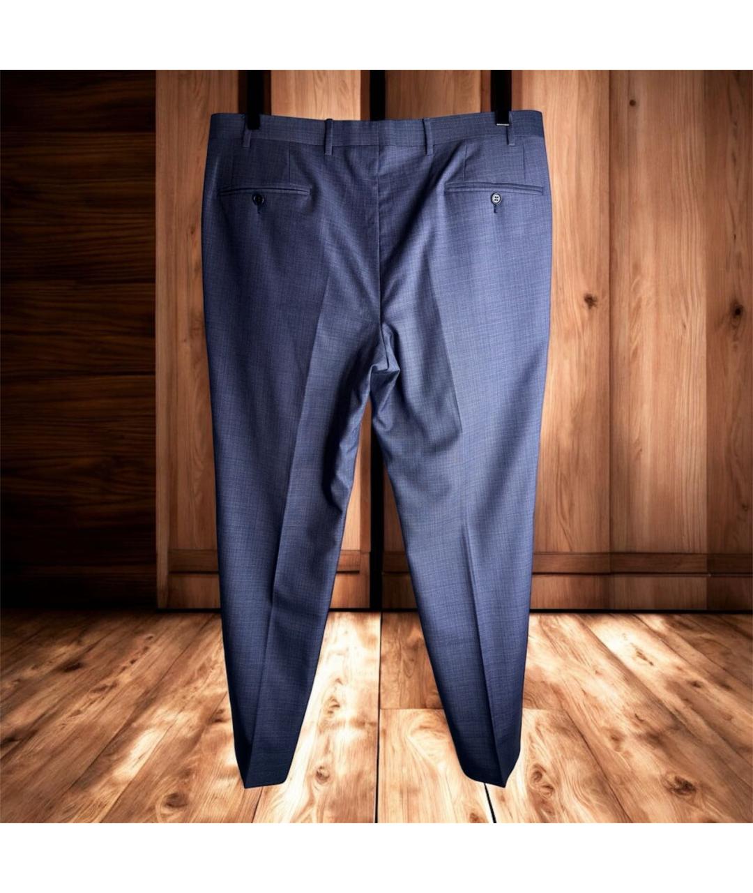 CANALI Синие шерстяные классические брюки, фото 4