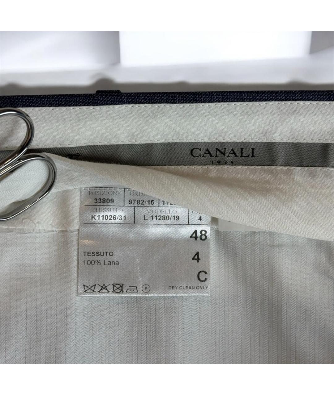 CANALI Синие шерстяные классические брюки, фото 6