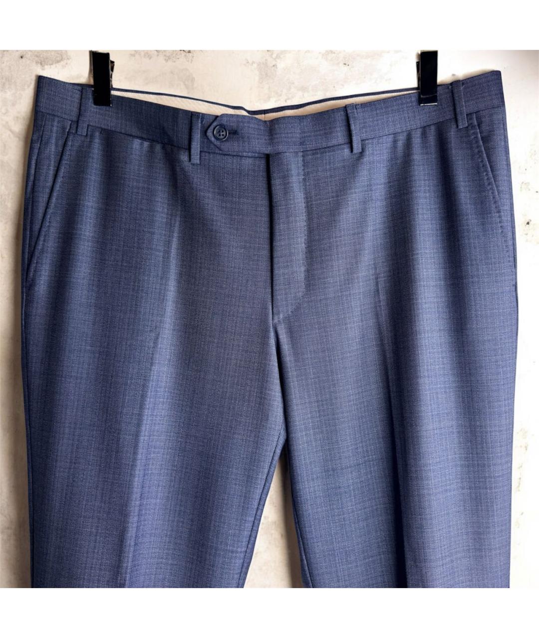 CANALI Синие шерстяные классические брюки, фото 2
