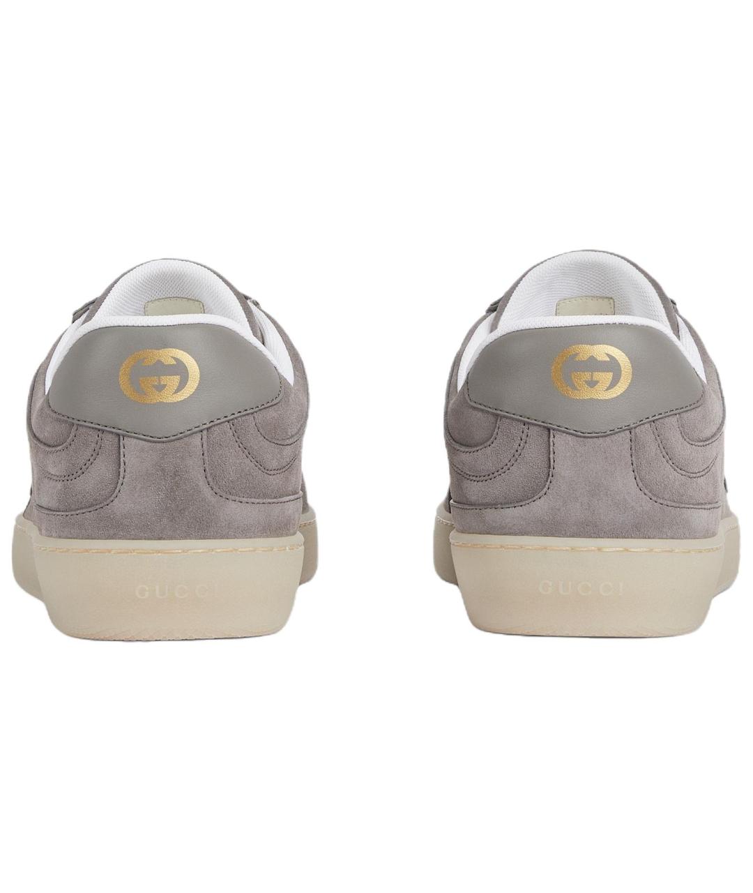 GUCCI Серые замшевые низкие кроссовки / кеды, фото 5