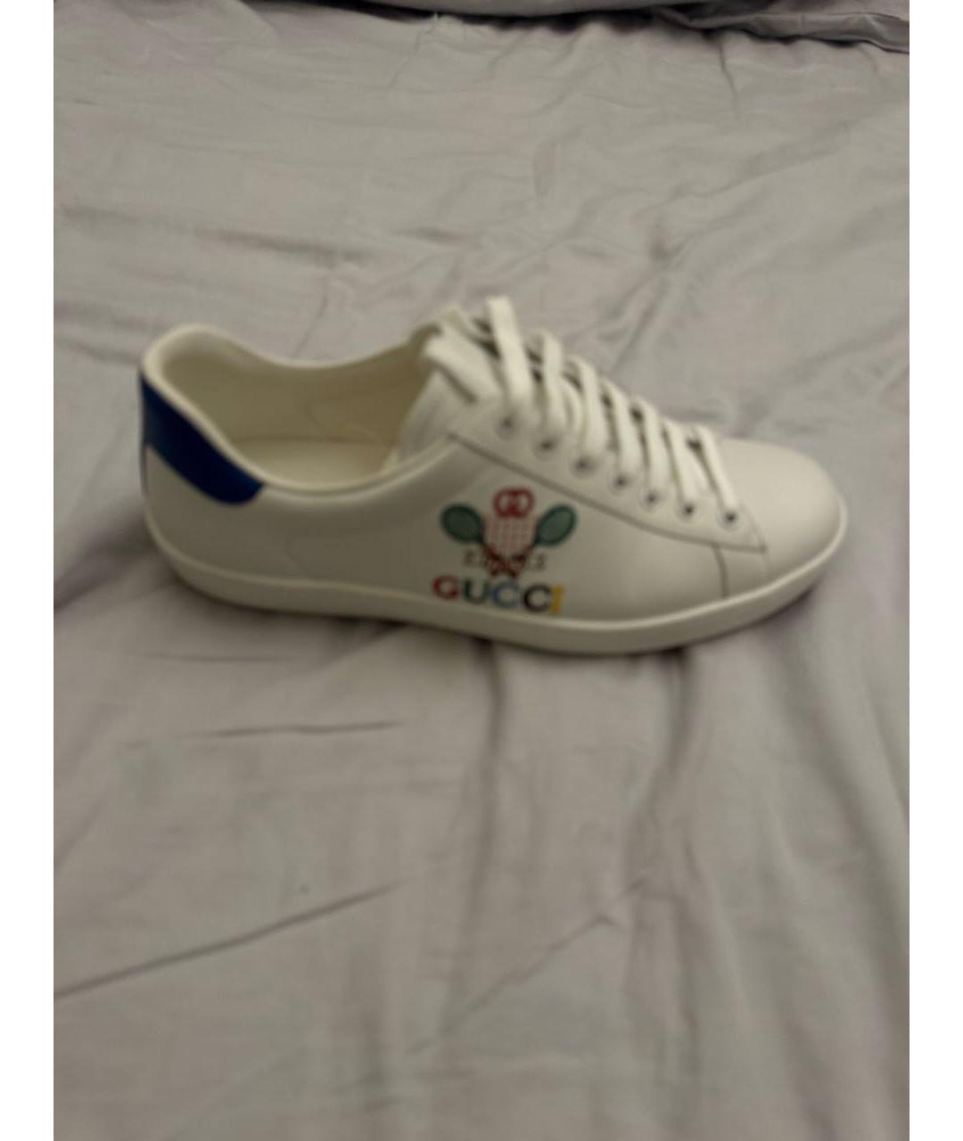 GUCCI Белые кожаные низкие кроссовки / кеды, фото 6