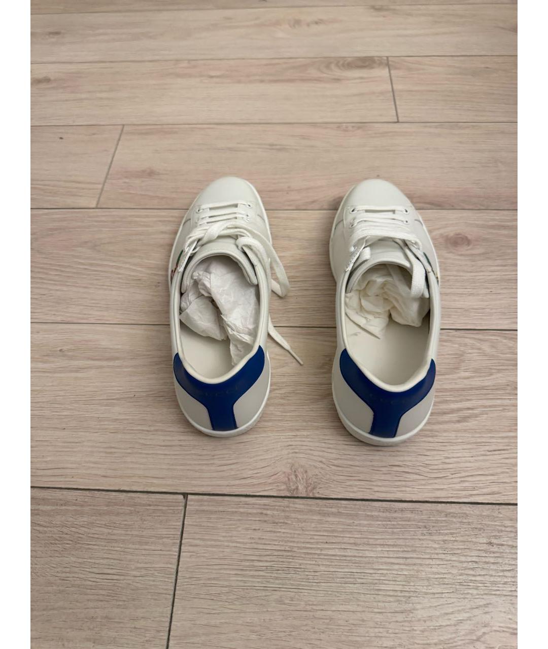 GUCCI Белые кожаные низкие кроссовки / кеды, фото 4