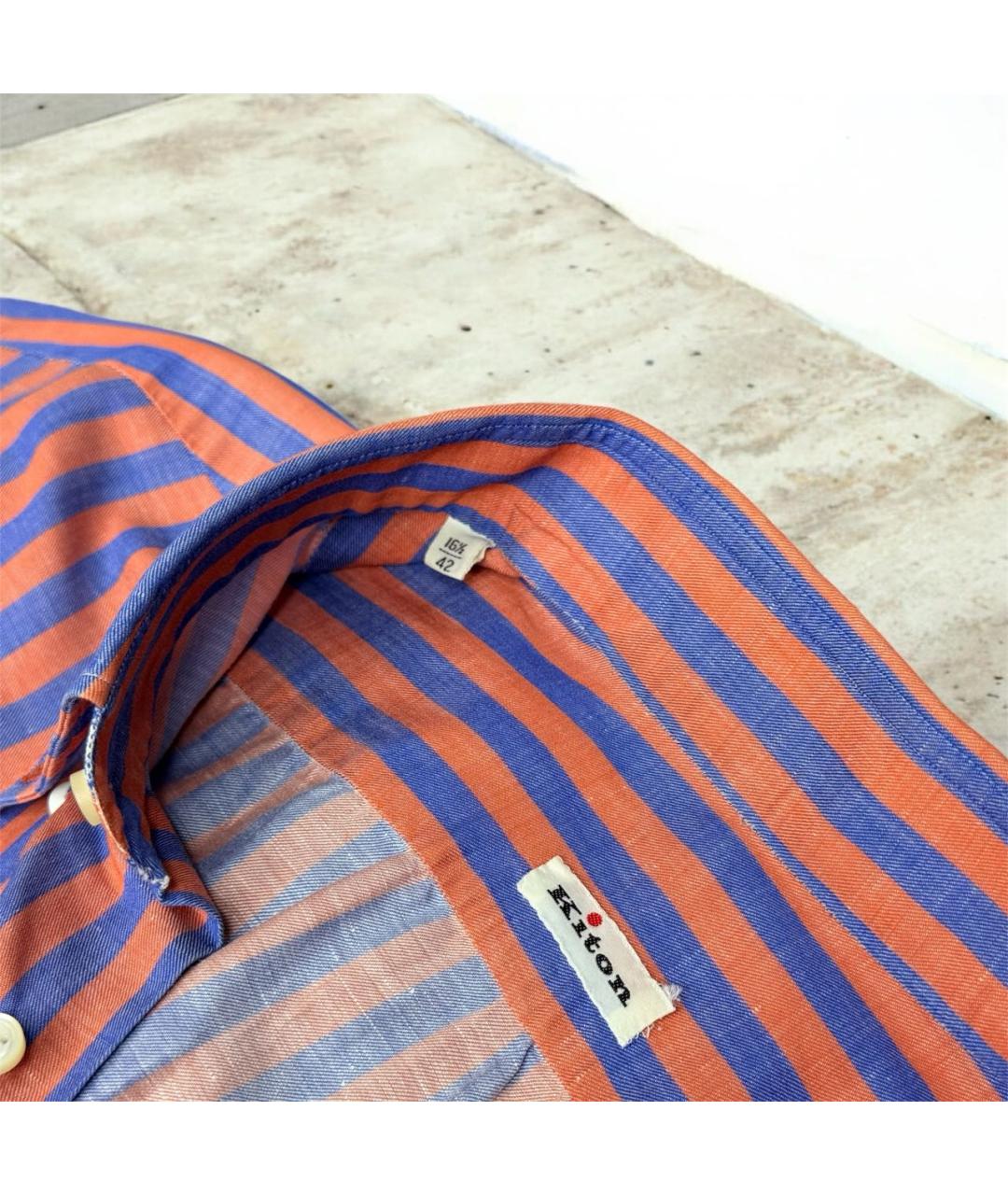 KITON Мульти льняная классическая рубашка, фото 7