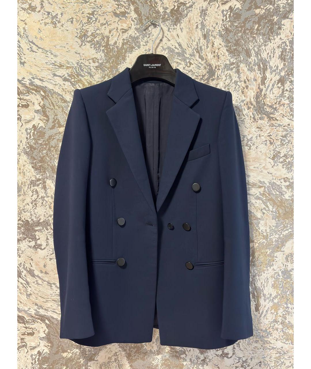 CELINE Темно-синий шерстяной жакет/пиджак, фото 3