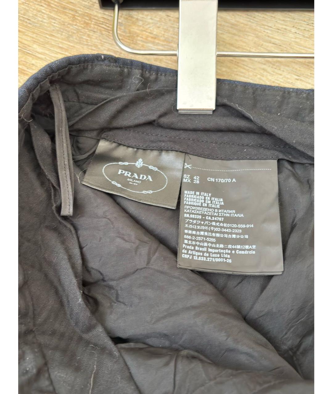 PRADA Темно-синие шерстяные прямые брюки, фото 6