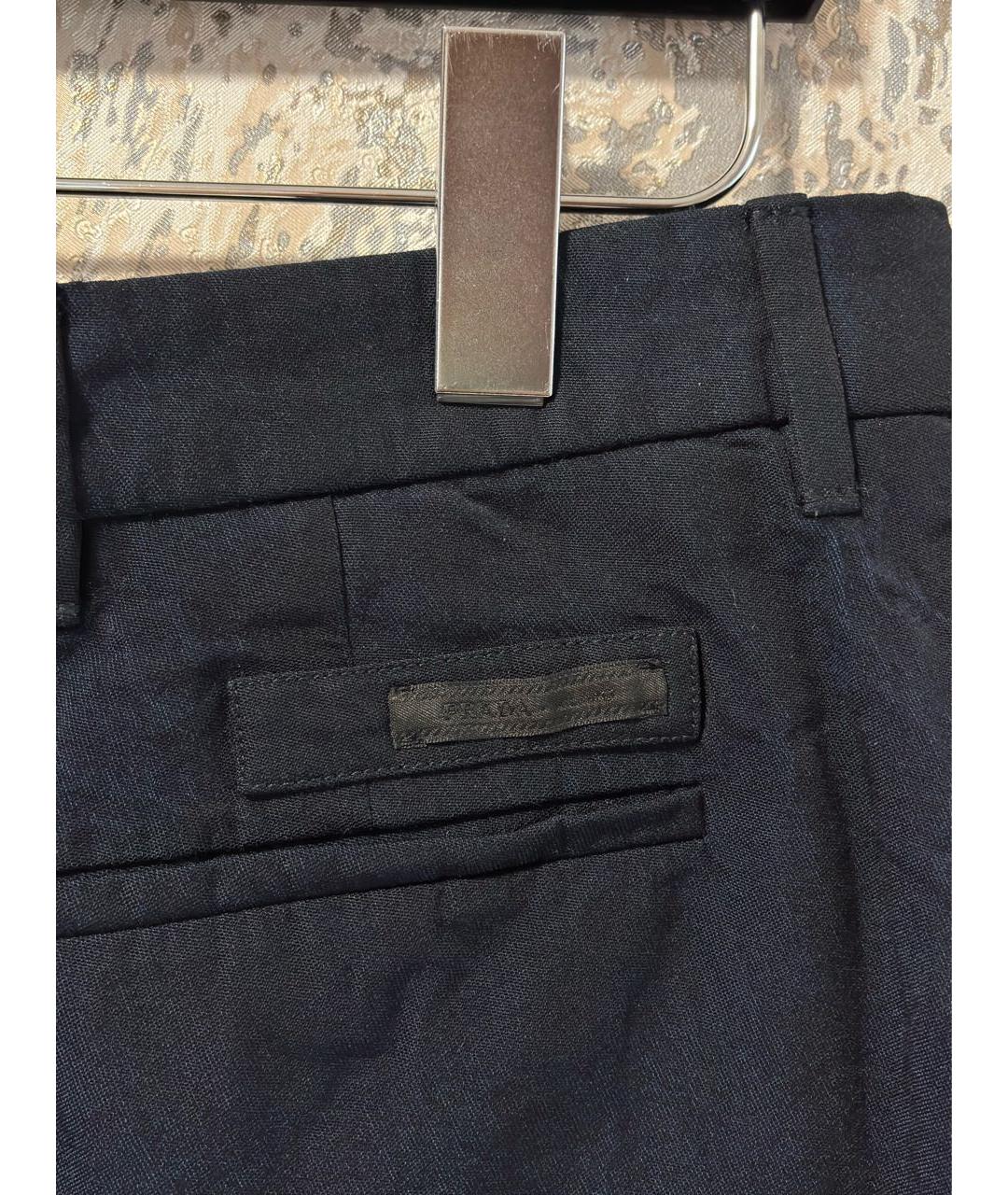 PRADA Темно-синие шерстяные прямые брюки, фото 3