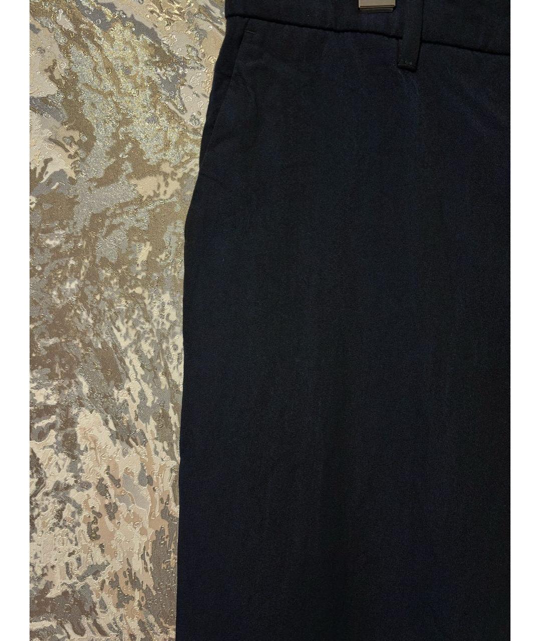 PRADA Темно-синие шерстяные прямые брюки, фото 2