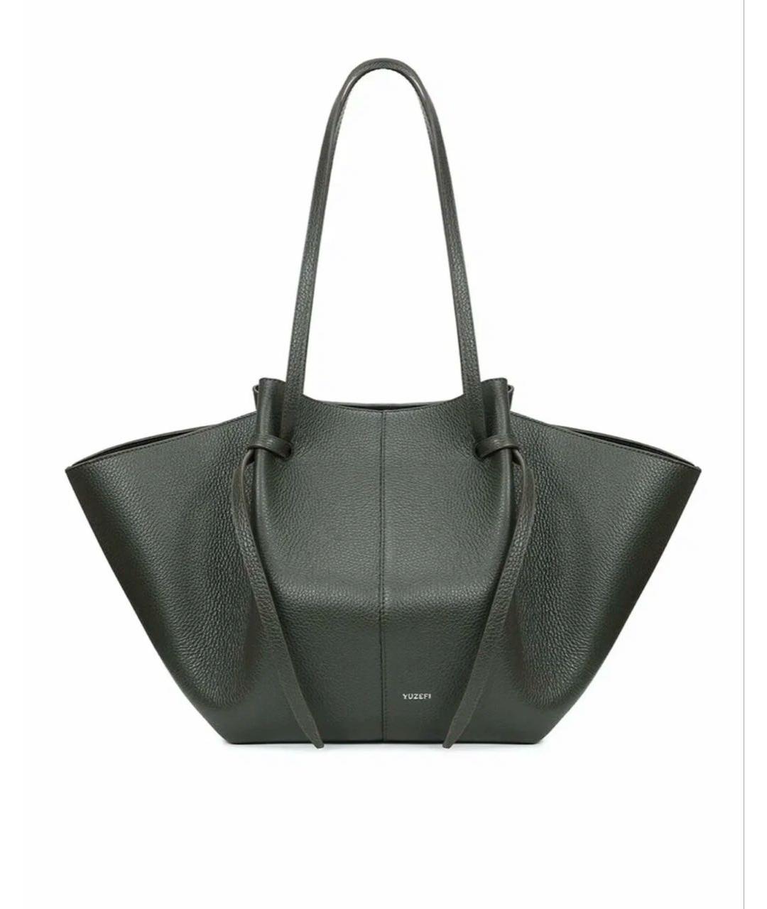 YUZEFI Зеленая кожаная сумка тоут, фото 6