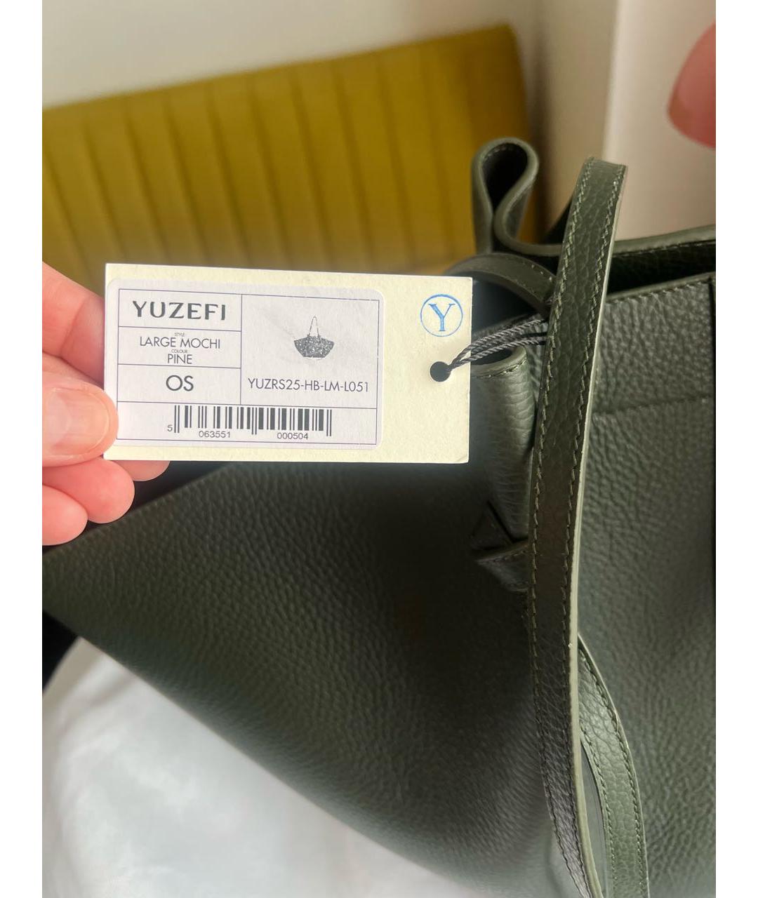 YUZEFI Зеленая кожаная сумка тоут, фото 2