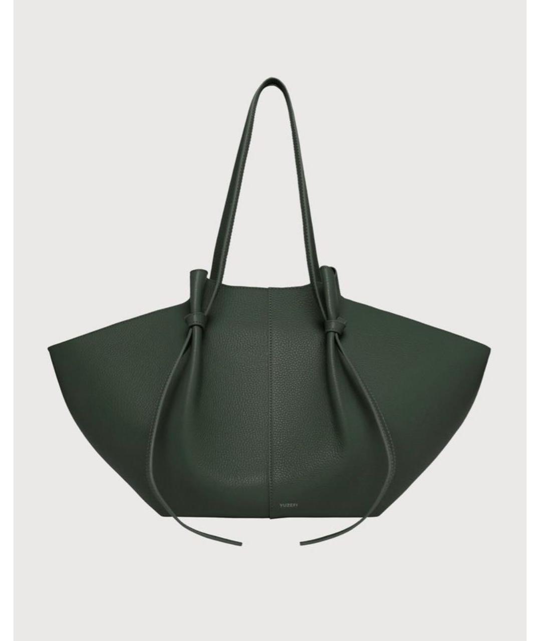 YUZEFI Зеленая кожаная сумка тоут, фото 7