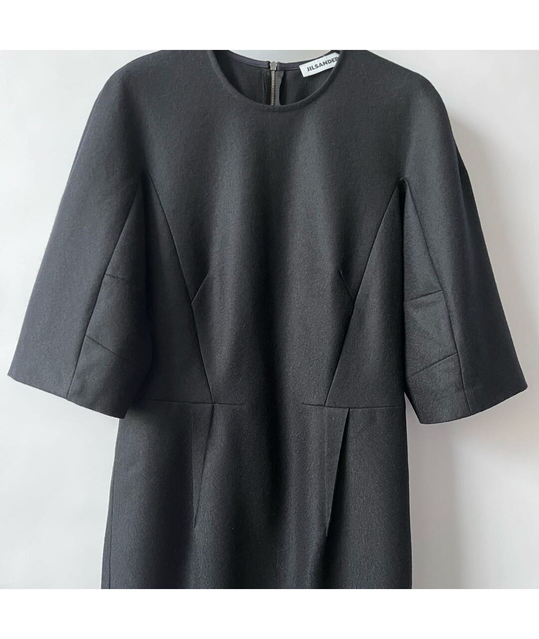 JIL SANDER Темно-синее шерстяное повседневное платье, фото 5