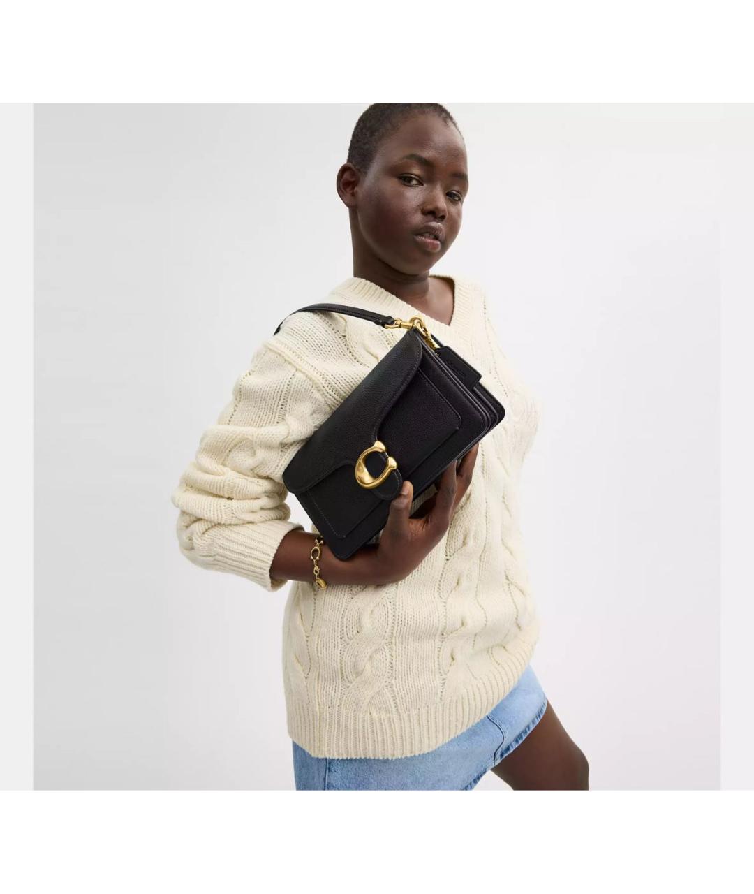 COACH Черная кожаная сумка через плечо, фото 7