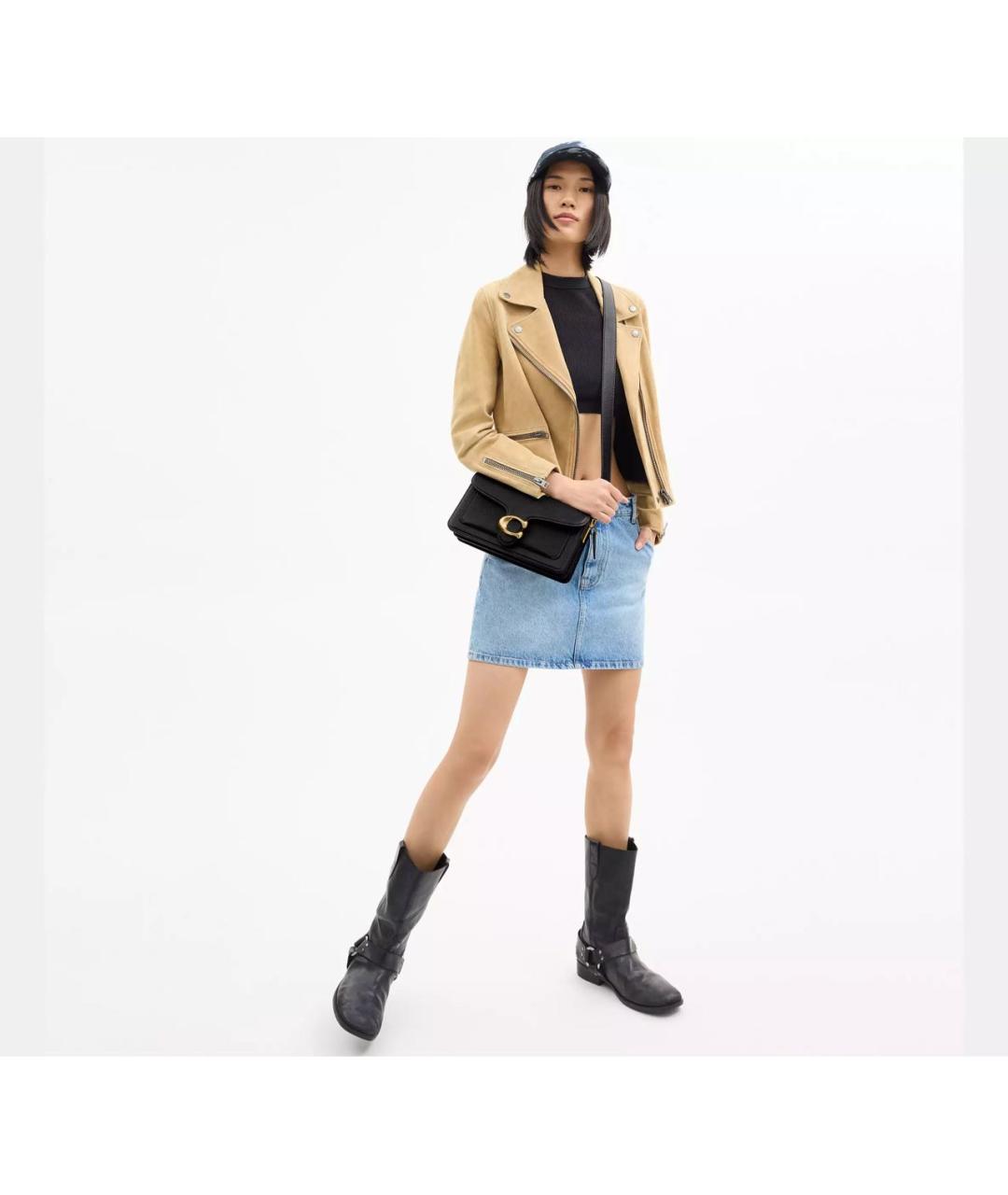 COACH Черная кожаная сумка через плечо, фото 6