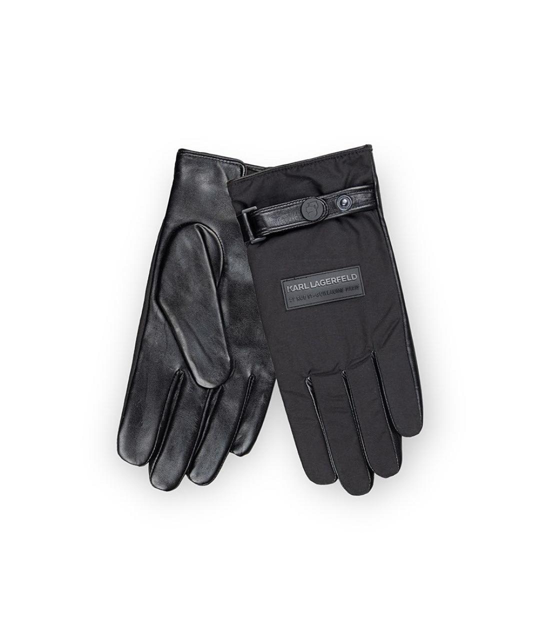 KARL LAGERFELD Черные кожаные перчатки, фото 1