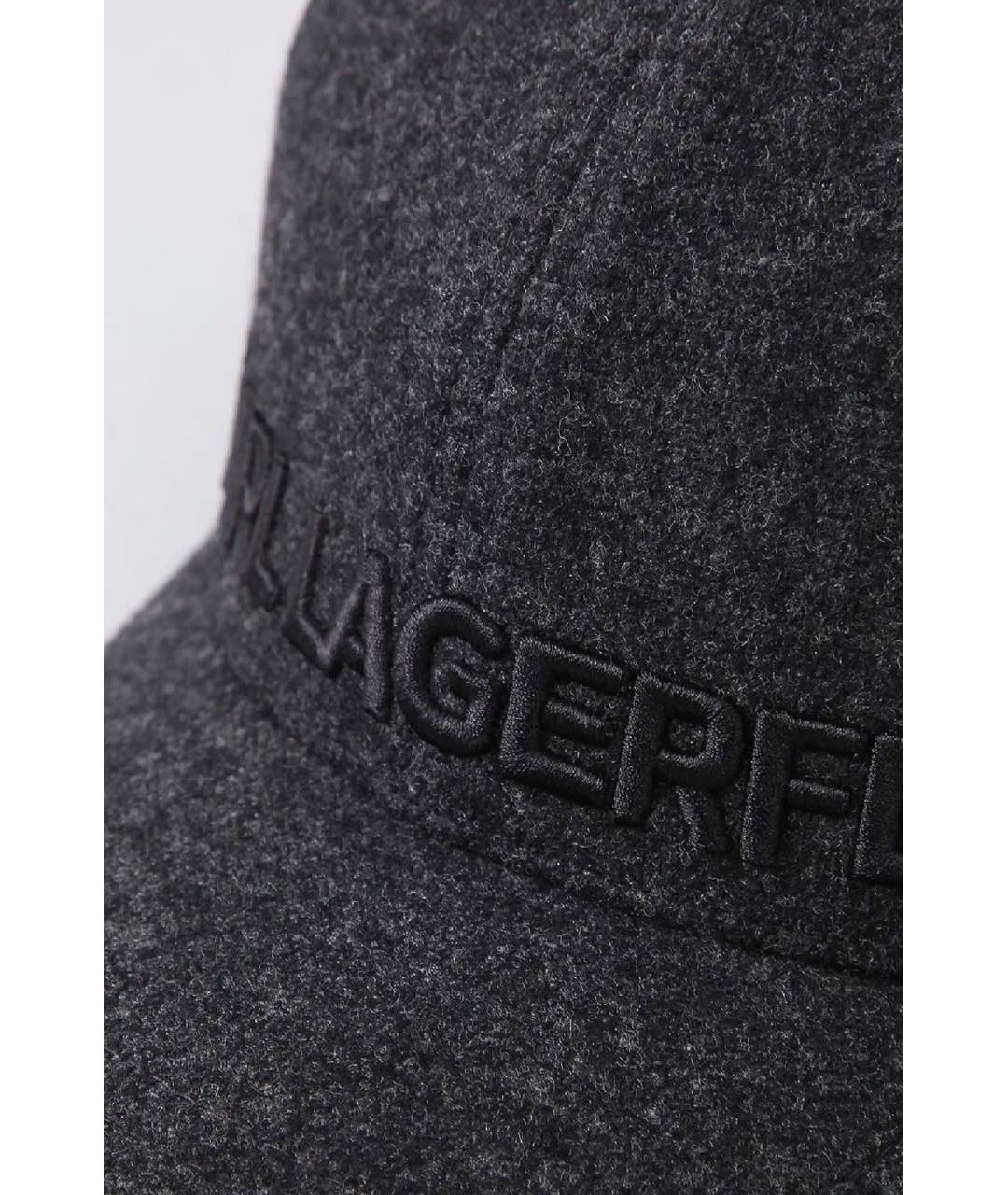 KARL LAGERFELD Антрацитовая шерстяная кепка/бейсболка, фото 3