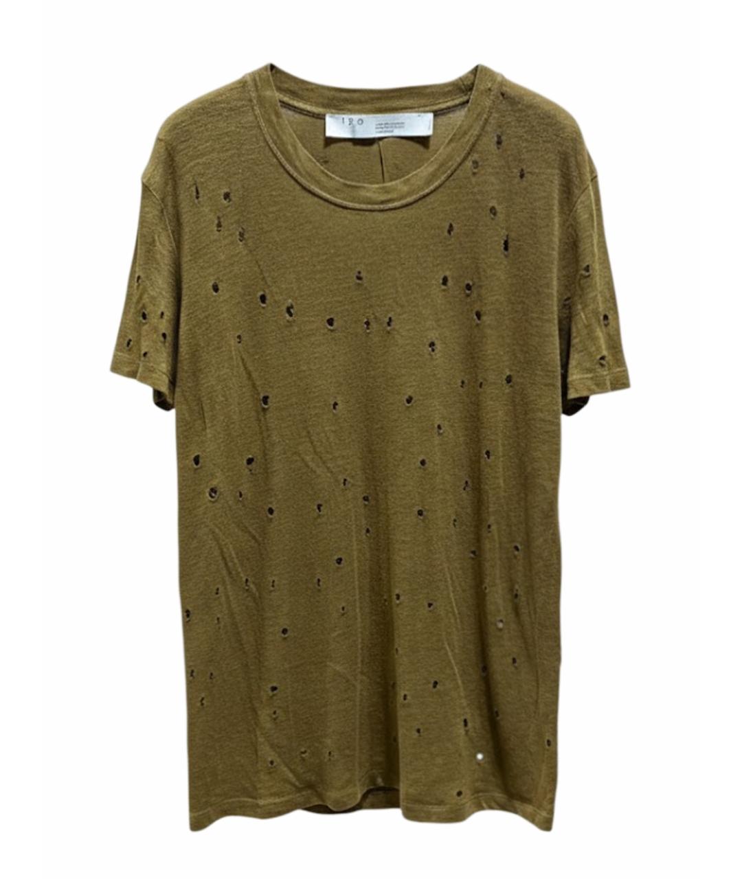 IRO Зеленая льняная футболка, фото 1