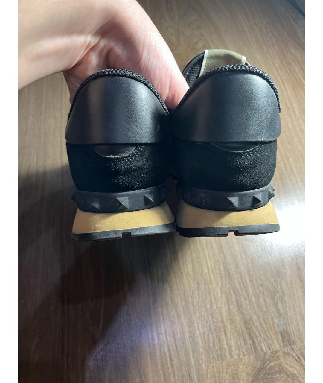 VALENTINO Черные кожаные низкие кроссовки / кеды, фото 4