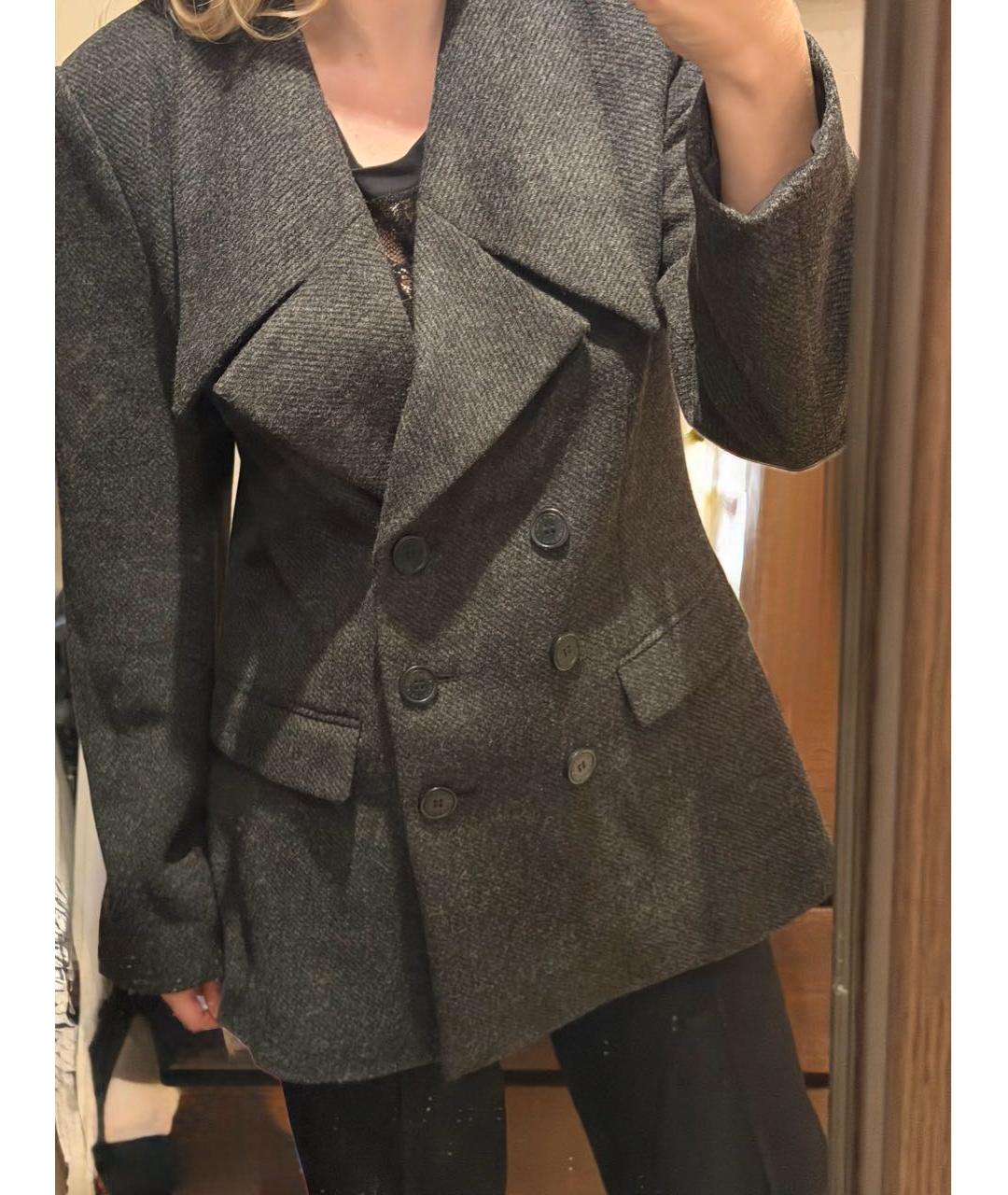 JOHN RICHMOND Антрацитовое шерстяное пальто, фото 2