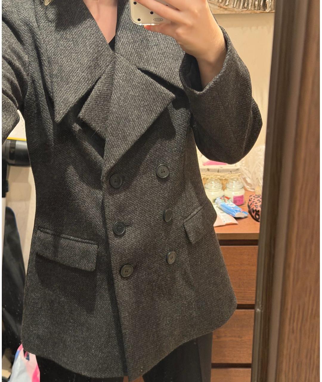 JOHN RICHMOND Антрацитовое шерстяное пальто, фото 3