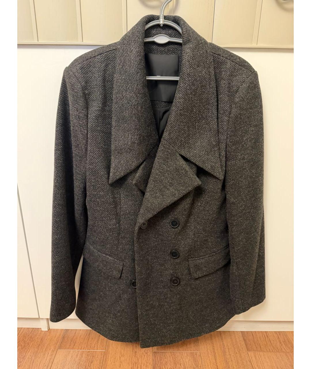 JOHN RICHMOND Антрацитовое шерстяное пальто, фото 7