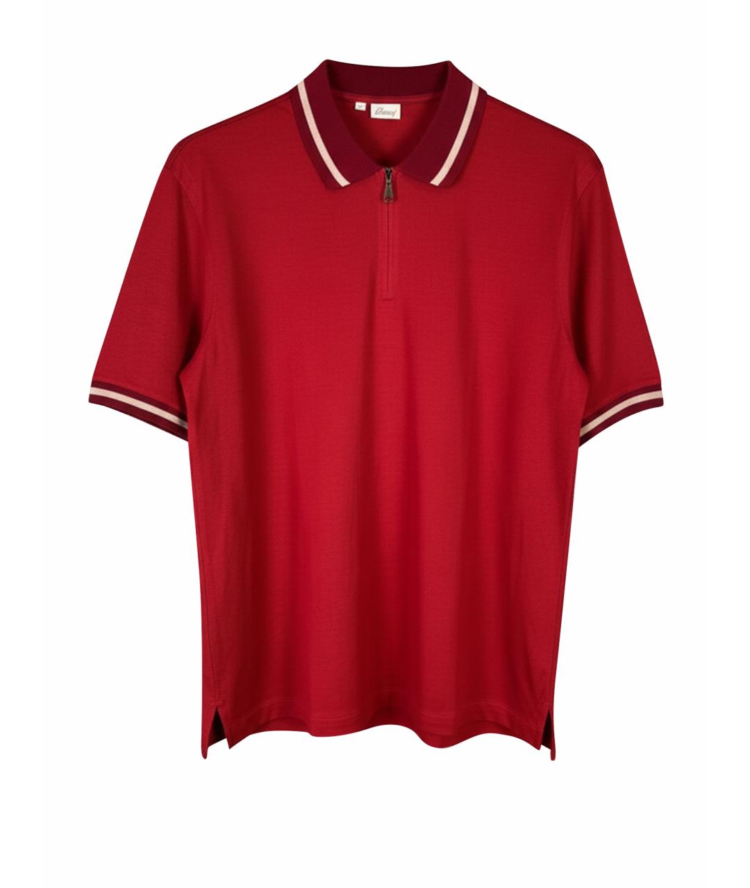 BRIONI Красное хлопковое поло с коротким рукавом, фото 1