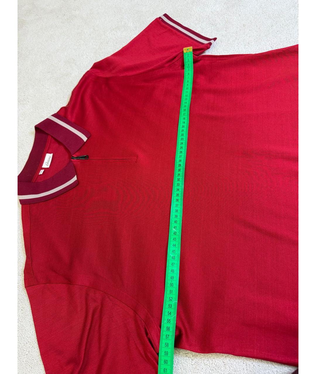 BRIONI Красное хлопковое поло с коротким рукавом, фото 8