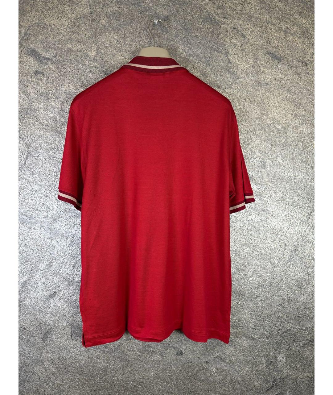 BRIONI Красное хлопковое поло с коротким рукавом, фото 2
