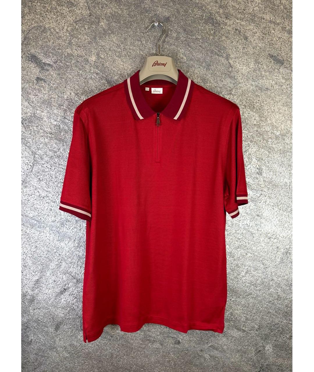 BRIONI Красное хлопковое поло с коротким рукавом, фото 9