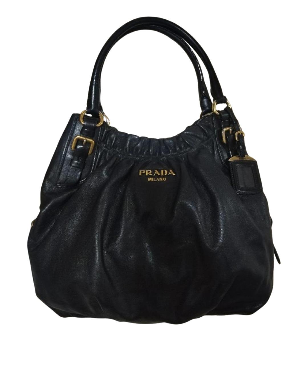 PRADA Черная кожаная сумка с короткими ручками, фото 1