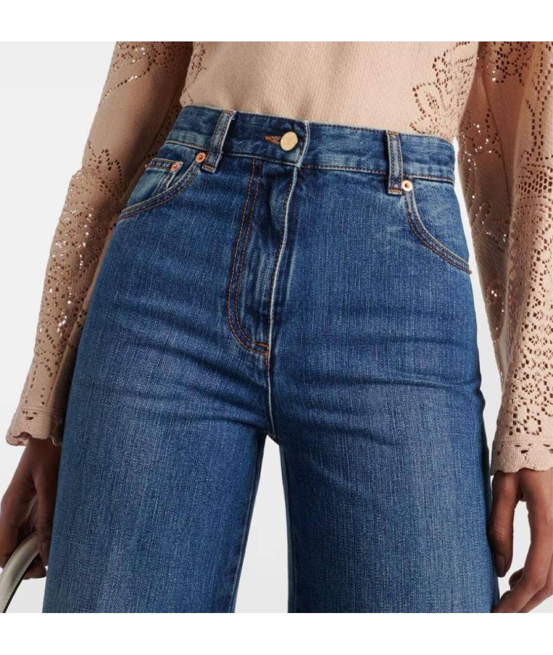 VALENTINO Темно-синие хлопковые джинсы клеш, фото 2