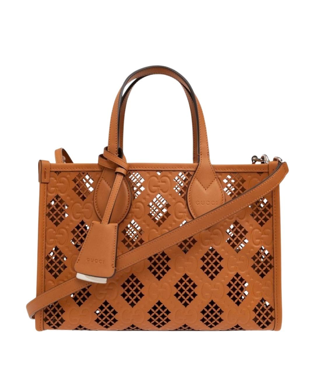 GUCCI Коричневая кожаная сумка тоут, фото 1