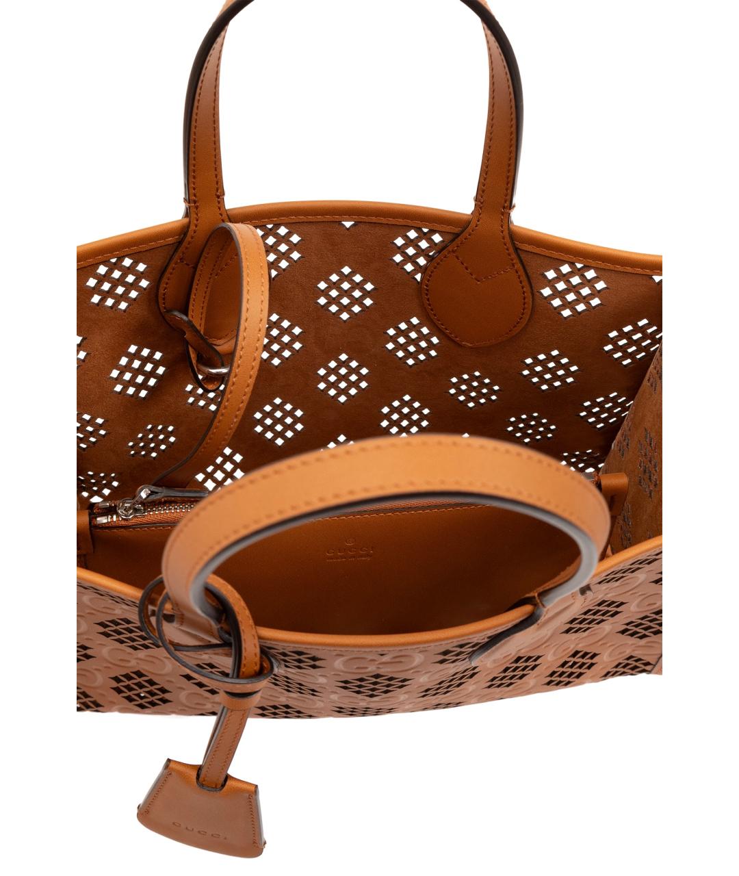 GUCCI Коричневая кожаная сумка тоут, фото 4