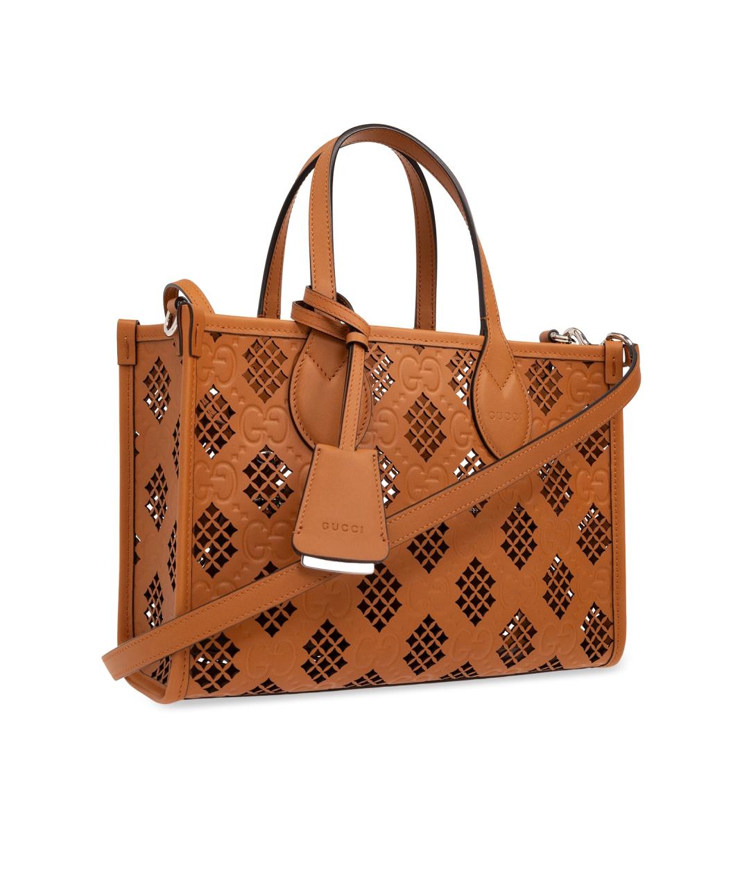 GUCCI Коричневая кожаная сумка тоут, фото 2