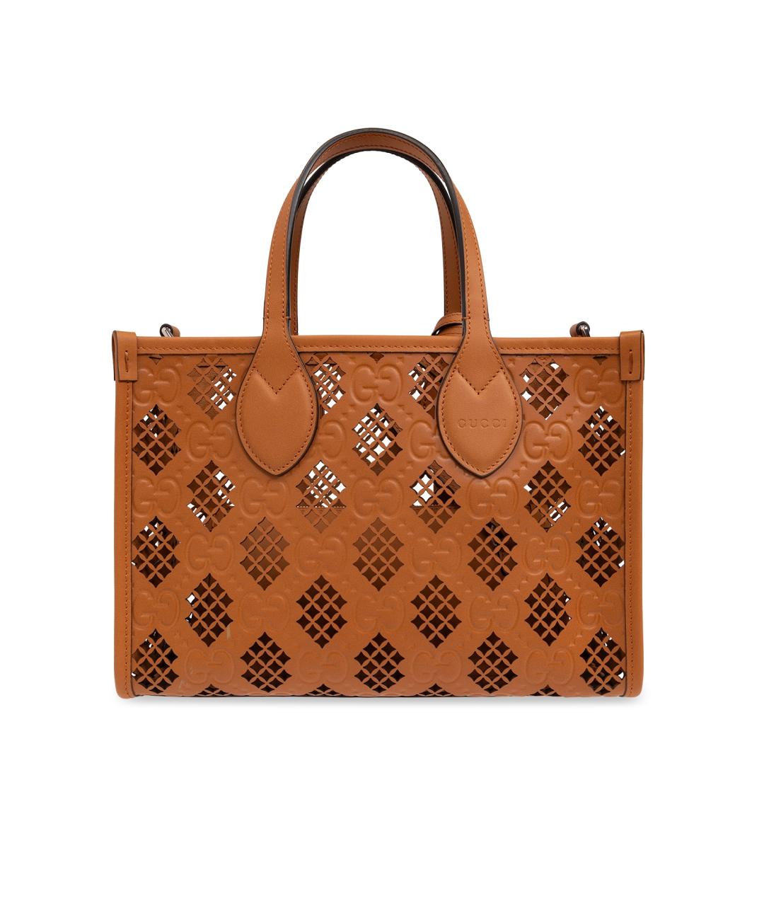 GUCCI Коричневая кожаная сумка тоут, фото 3