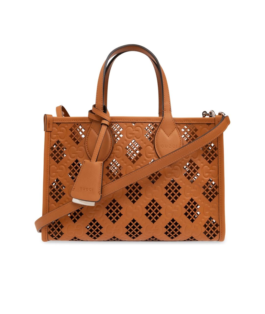 GUCCI Коричневая кожаная сумка тоут, фото 6