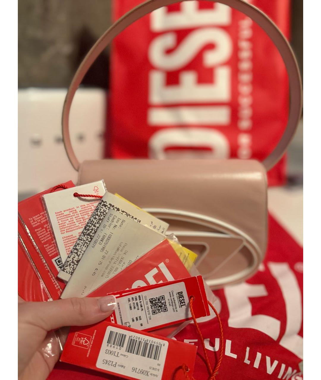 DIESEL Розовая сумка через плечо из лакированной кожи, фото 4