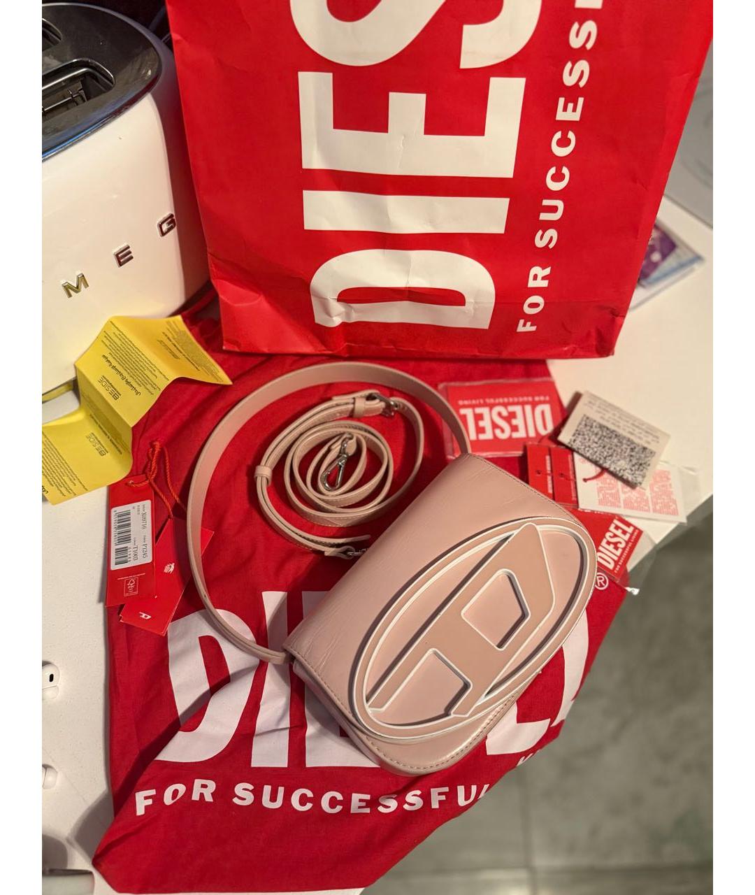 DIESEL Розовая сумка через плечо из лакированной кожи, фото 7