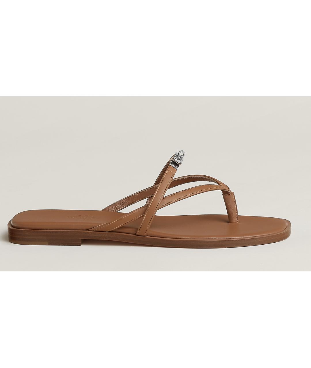 HERMES Коричневые кожаные сандалии, фото 5